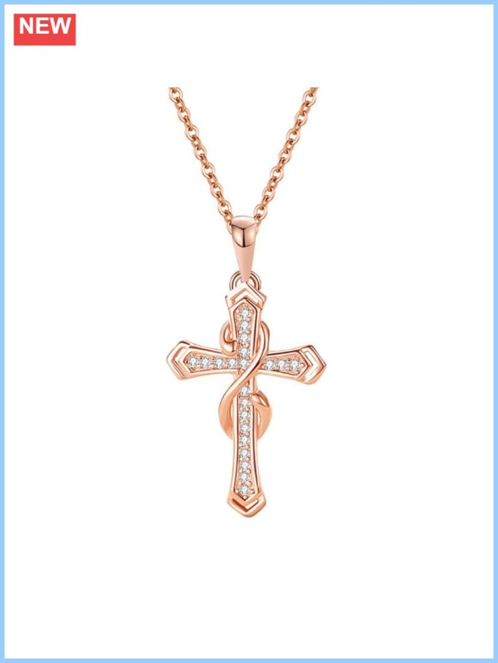 14K Gold Moissanite Cross Pendant Necklace 17.7" Gift for Mom Wife
